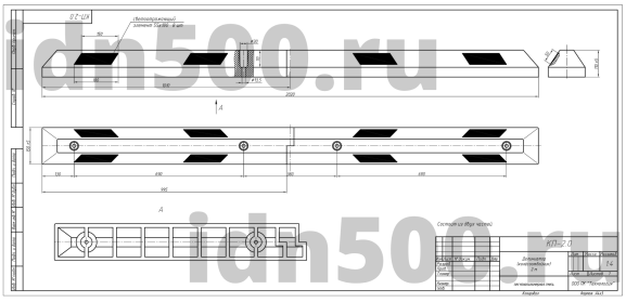 КП-2,0 Колесоотбойник композитный (полимерпесчаный) из двух частей (2000х150х110 мм)